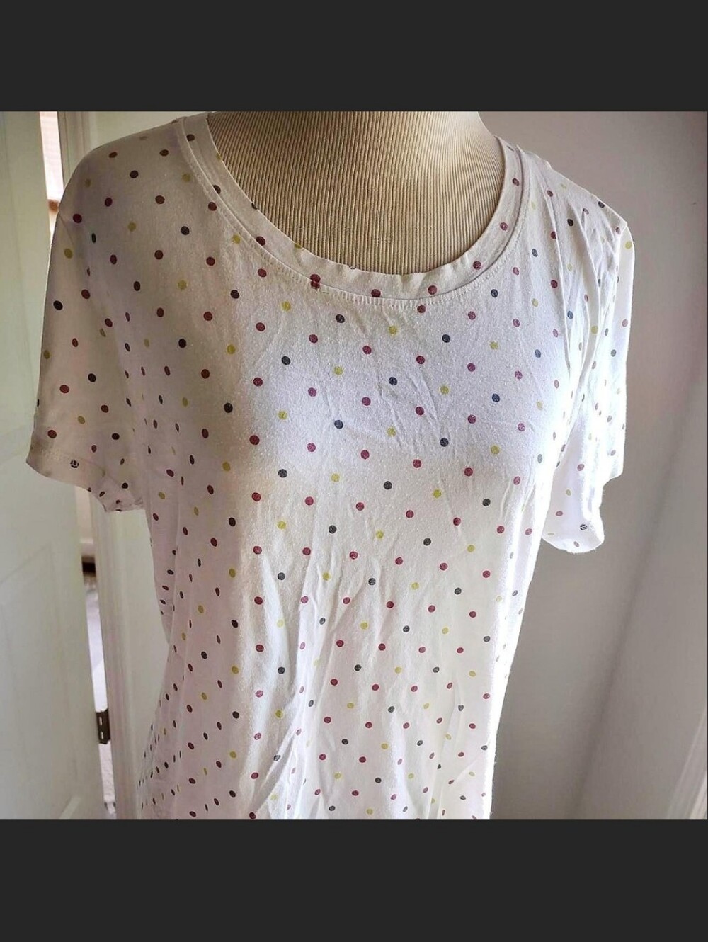 Workshop Republic Clothing White Short Sleeve Tee with Multicolor Polka Dots